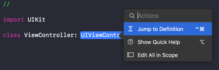Xcode 9 code structure menu